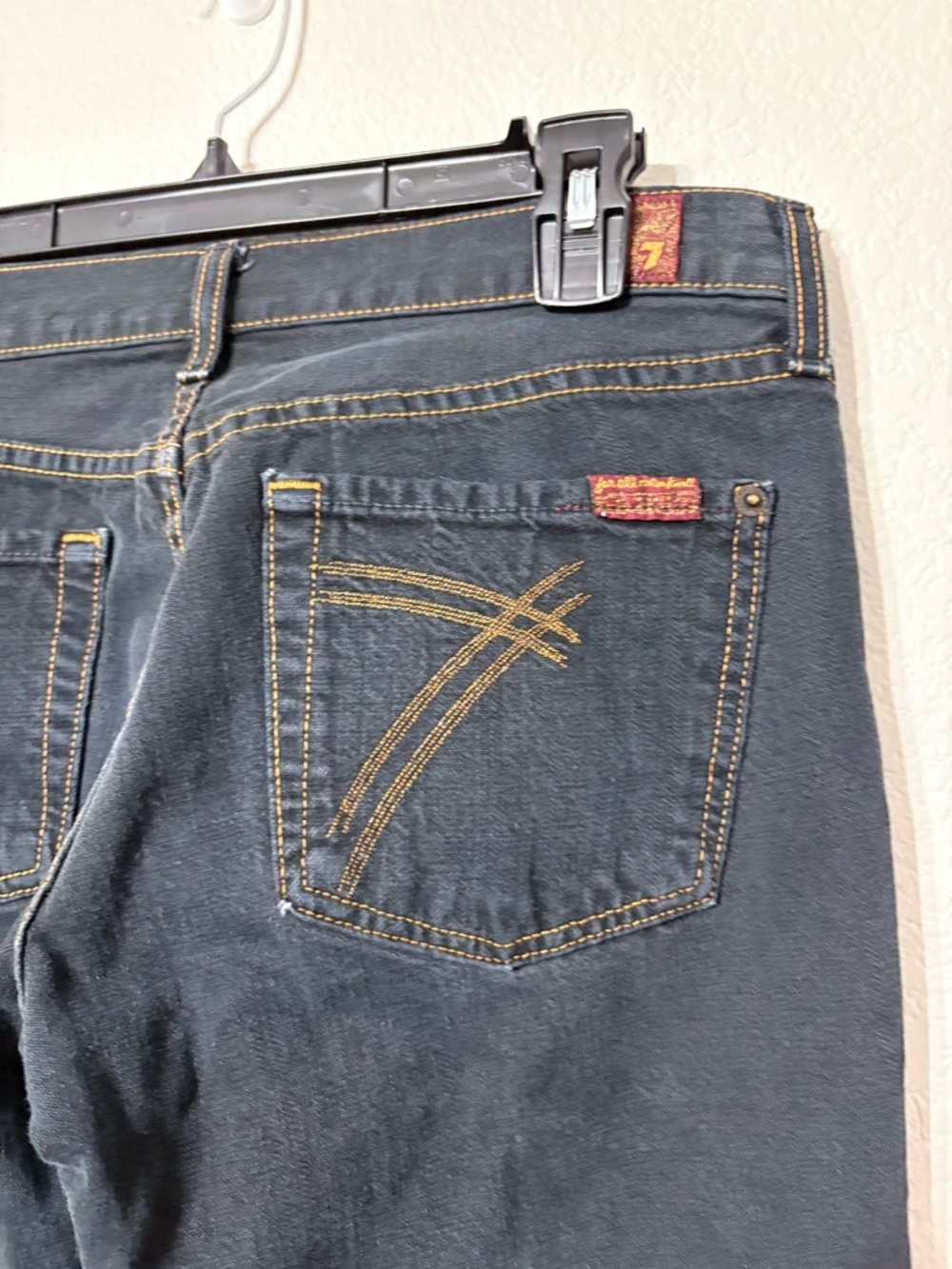 Dojo 7 For All Mankind Jeans Low Rise Flare Leg Dark Wash 28 Made in USA‎ - Picture 2 of 13